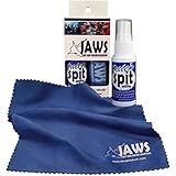Jaws, Premium Anti-Fog Spray for Eye Glasses, Mirrors, Plastic Windows, Swim Goggles, Diving Masks - Quick and Long-Lasting Glass Anti Fog Quick Spit Spray with Cloth, 1 oz.