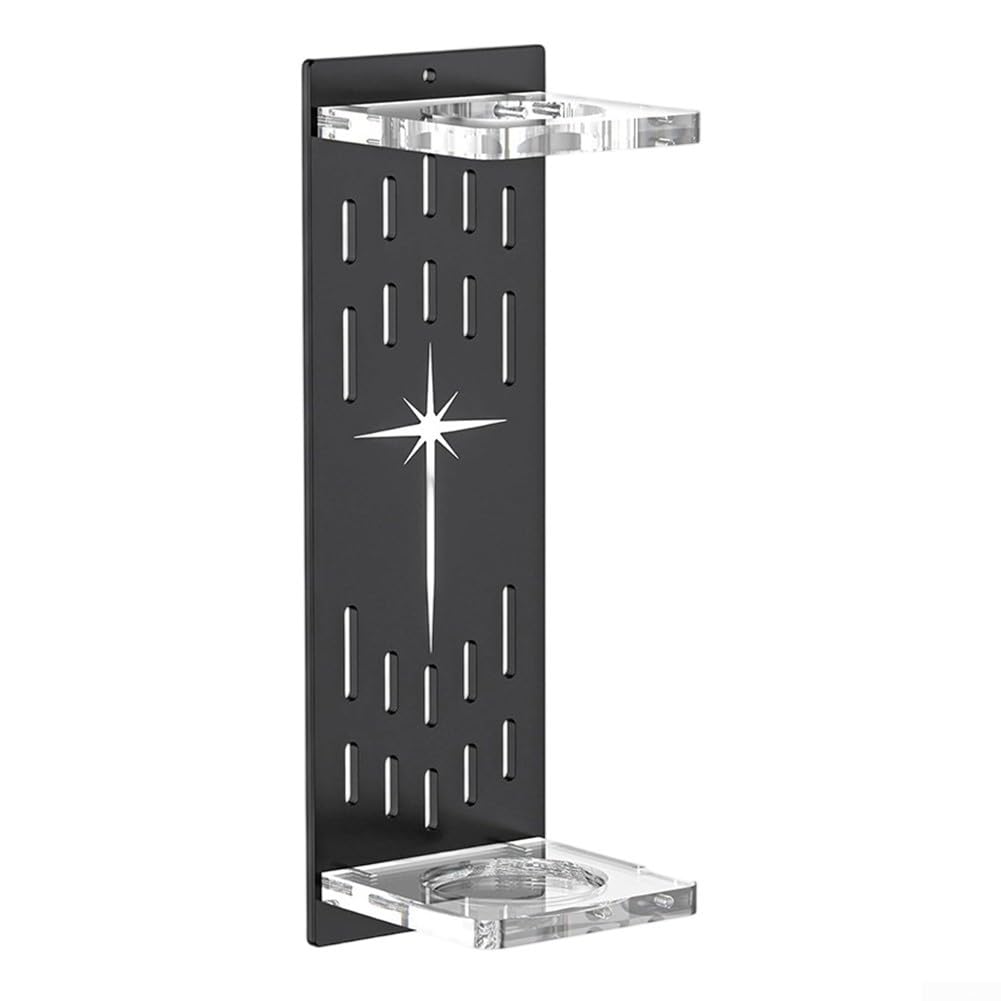 Acrylic Lightsaber Wall Mount Holder, Clear Vertical Display Rack for Light Sabers and Katanas, Secure Protective Stand with Patterned Base, Home Decor for(Black)