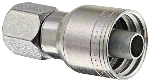 Image of Aeroquip 1AA8FJ8 Carbon Steel Global TTC (Thru the Cover) Crimp Hose Fitting Female JIC Swivel, Straight, 1 /2 inch Hose ID, 3 /4 inch - 16 Thread