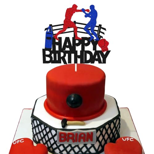 Boxsport Décoration de gâteau d'anniversaire, décoration de gâteau sportive, à paillettes, thème boxsport, fête, sac de sable, décoration de gâteau d'anniversaire, décoration de gâteau pour