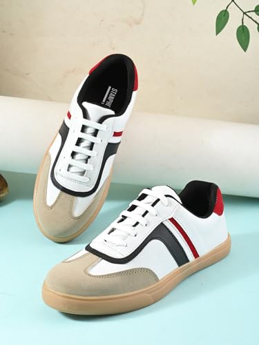 Image of STANPHORD Mens Tpkp 9622 White Black Men Lightweight Comfort Insole Lace-up Sneakers