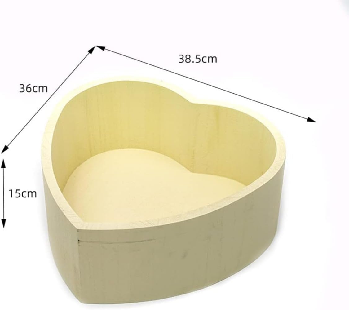 [Farigrut] ニューボーンフォト 新生児 撮影 道具 ハート形 容器 木製 籐編みのかご 木の鉢 スタジオ 自宅用 多機能
