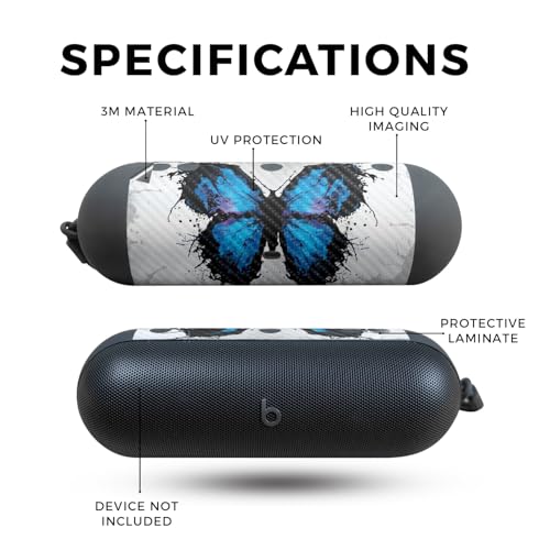 Image of Carbon Fiber Speaker Skin Compatible with Beats Pill (2024) - Butterfly Splash - Premium 3M Vinyl Protective Wrap Decal Cover - Easy to Apply | Crafted in The USA by MightySkins