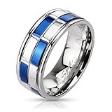 Material: Edelstahl Tapsi´s Coolbodyart® Band Ring Edelstahl Schach Brett Blau Silber 50(16)