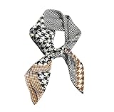 JERLA Pañuelo cuadrado de seda de morera 100% pura para el cabello, 68 x 68 cm, pañuelo de seda natural para mujeres y hombres, Negro y blanco pata de gallo, 26.7”X26.7”