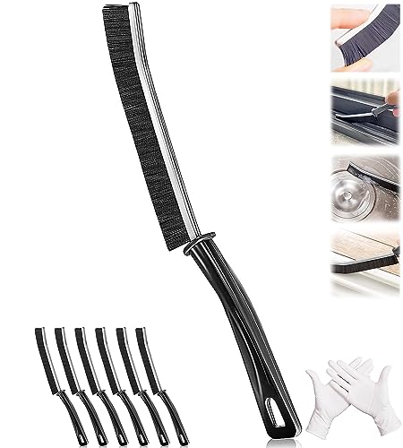 MOXJIN 6PCS Black Crevice Cleaning Brush with Free Cleaning Gloves,