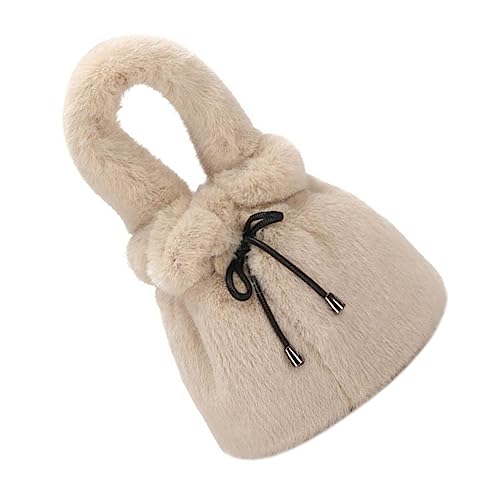 Sac à monnaie en peluche sacoche bandoulière femme noire