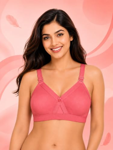 Image of SONA Super Fit Everyday Non Padded Side Support Cotton Full Coverage Bra for Women with Transparent Strap Plus Size Bra
