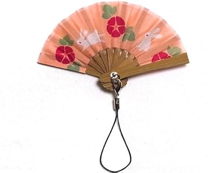 Amazon 京都くろちく 和柄 おしゃれ扇子ストラップ 兎と朝顔 工芸 民芸品 おもちゃ