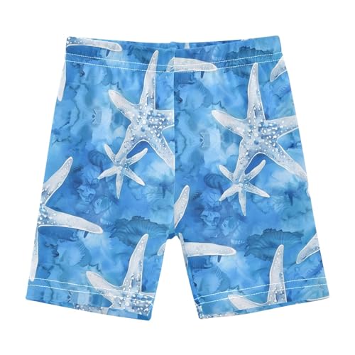 Blue Ocean Starfish Girls Shorts Elastic Waist Sports Shorts Girls Leggings Pants for 4-10 Years