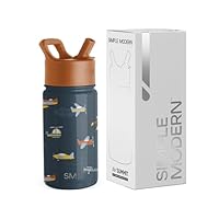 Simple Modern Kids Summit Water Bottle with Straw Lid | 14oz Stainless Steel Cup Insulated Tumbler for Toddlers, School | Wheels Up