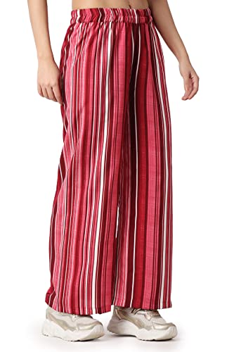 Image of POPWINGS Casual Floral Printed Loose Fit Trousers for Women || Summer Wear Women Trousers Stylish Pull-On Women Trousers || Comfortable Trousers for Regular Wear