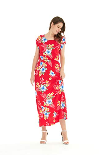 Image of Matchable Family Hawaiian Luau Men Women Girl Boy Clothes in Hibiscus Red