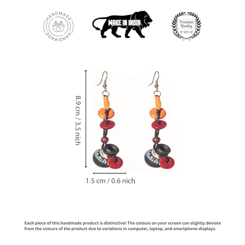 Image of Handcrafted Boho & Tribal Earrings for Women - Wooden, Brass & Terracotta Statement Designs in Drop, Hoop, Loop & Dangle Styles