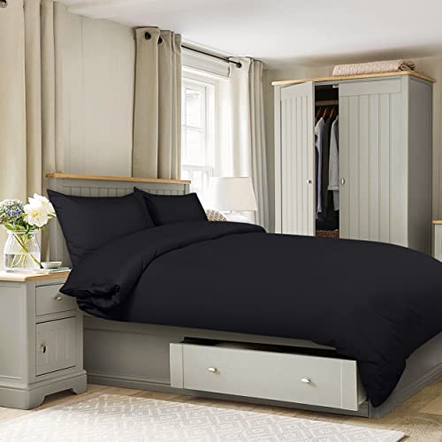 Utopia Bedding 4 Piece Double Bedding Set - Duvet Cover, Fitted Sheet with Pillow cases - Soft Brushed Microfiber (Black) - Image 2
