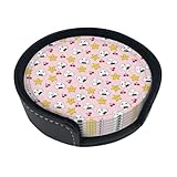 Juego de 6 posavasos redondos con diseño de bolas de arroz para cerveza, vino, café, cocina, bar, oficina