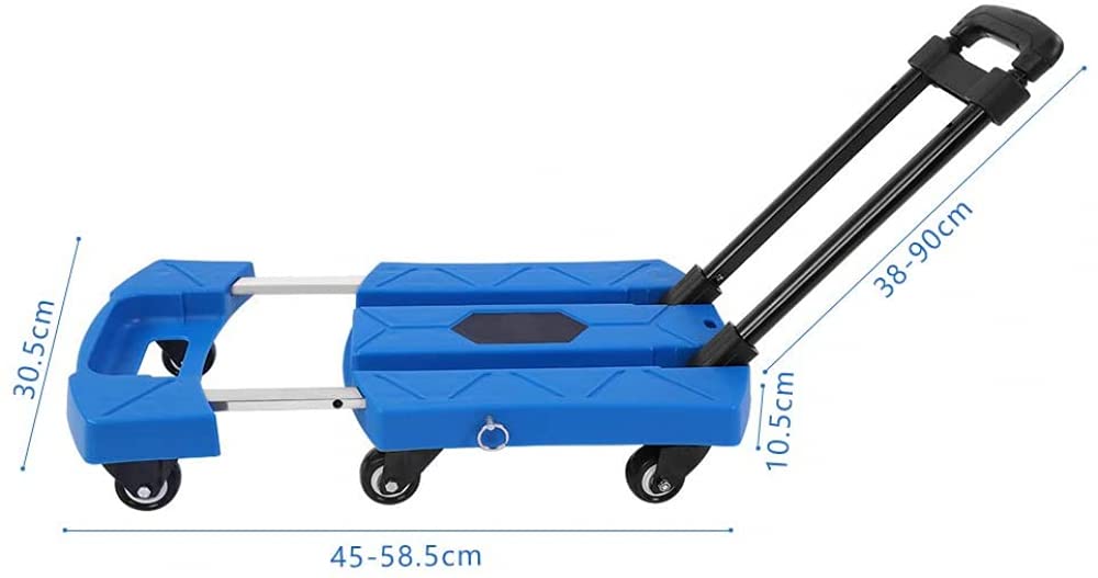 NOVSKI Carrello Pieghevole, Portata 400 kg Carrello portabagagli Portatile a 6 Ruote con Maniglia Regolabile per Magazzino e Fabbrica