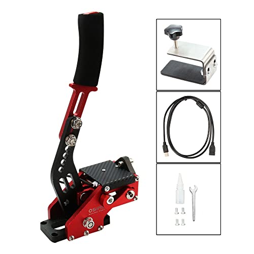 Osias 64Bit Pc Usb Sim Handbrake Non-Contact Plus Hall Sensor，Linear E Brake For Racing Games T500 T300 G25/G27/G29 ，Fanatecosw Dirt Rally，G920，Dirt Rally 2/4, Lfs, Project Cars 2/3, Assetto Corsa , Wrc 7/8/9,Forza Horizon 4/5 (Red With Clamp) #TOP5