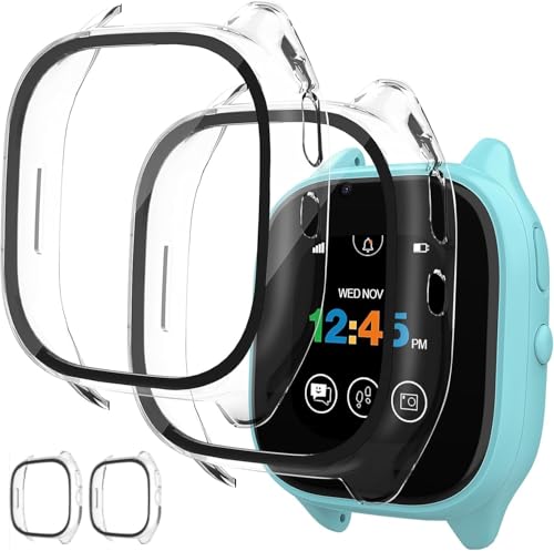 BESINPO 2 Pack Case for Gizmo Watch 3 Screen Protector Gizmo 3 Screen Protector with 9H Tempered Glass Kids Overall Shockproof Bumper Cove for Verizon Gizmo Watch 3 Protector-Clear