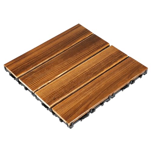 ANDRESLAD Decking Tiles Outdoor Wood Interlocking Floor Patio Tile Wooden Deck Easy Maintenance