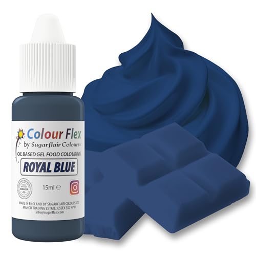 Sugarflair Colourflex Royal Blue, Colorante Alimentario a Base de Aceite, Colorante para Crema de Mantequilla, Ganache, Chocolate, Pasta de Modelar, Pasta de Azúcar y Crema - 15 ml