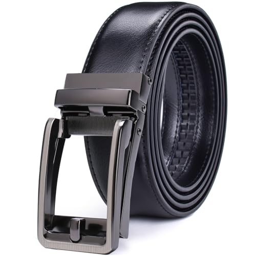 Men's Leather Ratchet Comfort Click Belt Dress with Slide Buckle -Adjustable Trim to Fit2