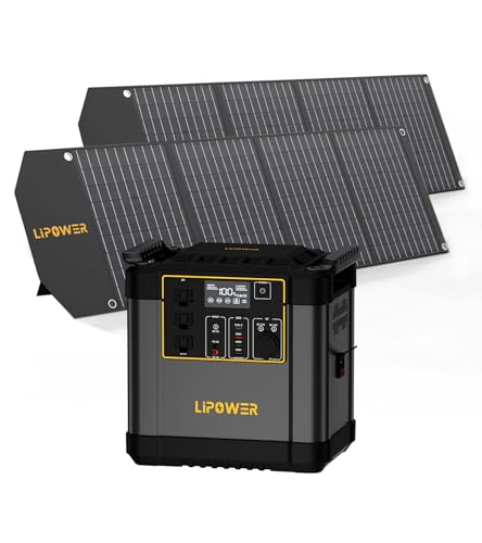 Image of Lipower Power Station With 100W Solar Panels, Solar Generator for Camping, 2150Wh LiFePO4 Battery Backup, 2400W/4000W Peak Portable AC Outlet, Power Supply for Home Use, Emergency, RV(2 Pack Panels)