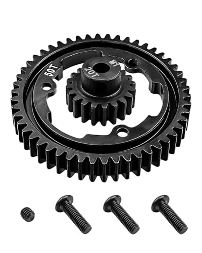50T M1.0 Hardened Steel Spur Gear with 20T Pinion Gear Fit for Traxxas 1/10 Maxx 1/5 X-Maxx 1/10 E-REVO 2.0 VXL 1/7 XO-1, Hot Racing Spur Gear RC Cars Spare Parts