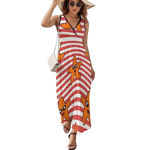Robe à volants motifs étoile de mer sans manches col en V de taille M couleur Multi1