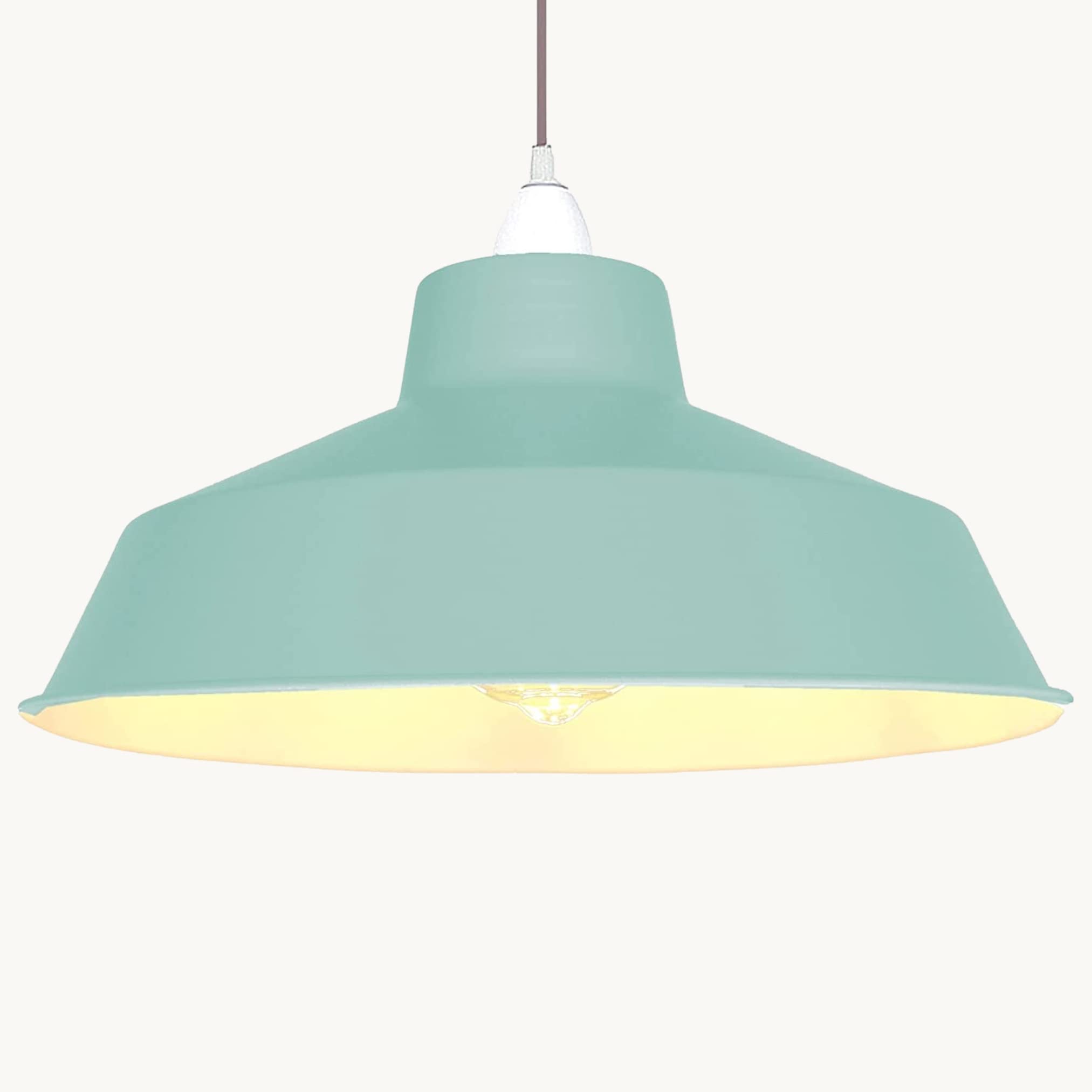 Large Classic Metal Pluto Pendant Shade 35cm (14inch) Diameter (Sage Green) (Light Blue)
