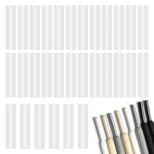 Ayzylpth 30-Pack Shoe Lace Ends Tips, 1' X 0.25' Shrink Laces, Clear Shrink Shoelaces Tips Repair...