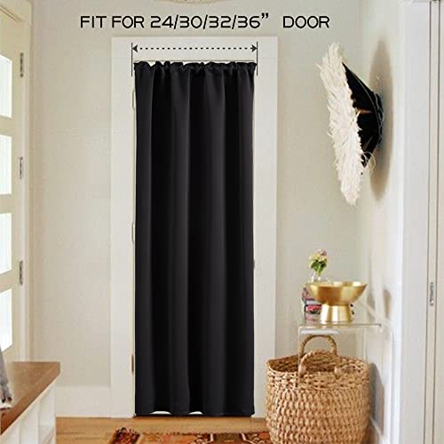 Door Curtain For Doorway Privacy,Closet Curtains For Bedroom Closet Door,Faux Accordion Thermal Insulated Blocking Keep Heat Out Air Conditioner Room Divider Curtains For Bedroom,80 Inch Length,Black #TOP5
