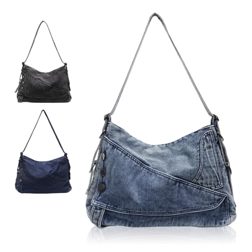 Bolso de hombro de mezclilla para mujer, vintage, gran capacidad miniatura 1