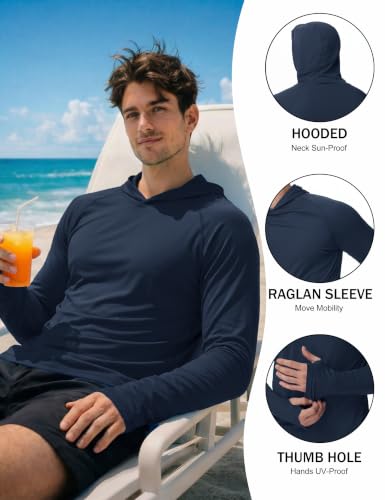 Image of KEFITEVD Men's Sun Hoodie Long Sleeve Fishing UPF 50+ SPF Quick Dry Shirts