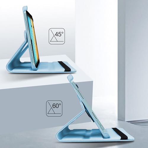 Image of TGK 360 Rotatable Smart Flip Cover for iPad mini 7 Case A17 Pro 2024, iPad mini 7th /6th Generation 8.3 inch (Sky Blue)