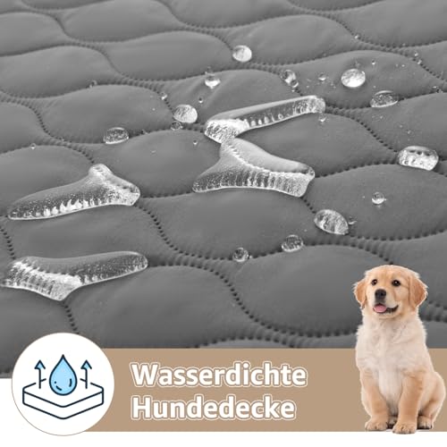 PICK FOR LIFE Hundedecke wasserdichte Waschbare Hunde Decke Wendbare Weiche Welpendecken für Bett Sofa Auto Grau (1 Pack, 97x190cm)