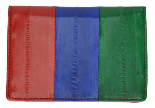 MARSHAL Eel Skin Soft Leather Business Card Credit Card Holder with Id Window