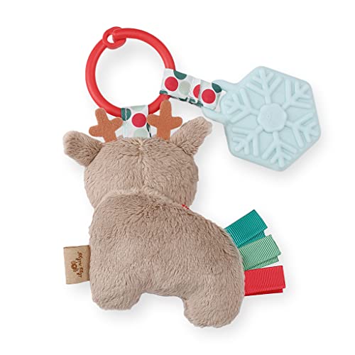 Itzy Ritzy Itzy Pal Infant Toy & Teether; Includes Lovey, Crinkle Sound, Textured Ribbons & Silicone Teether, Jolly The Reindeer #TOP1