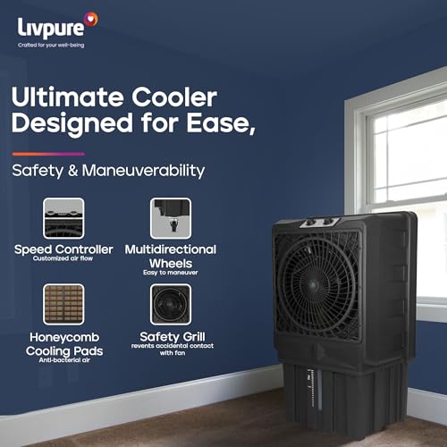 Image of Livpure Scorpio Desert Air Cooler- 100 L | 20 inch Fan Blade | High Air Delivery | Water Level Indicator | Anti-Bacterial Honeycomb Pad | 350 Watts Motor | 2 years Warranty by Livpure