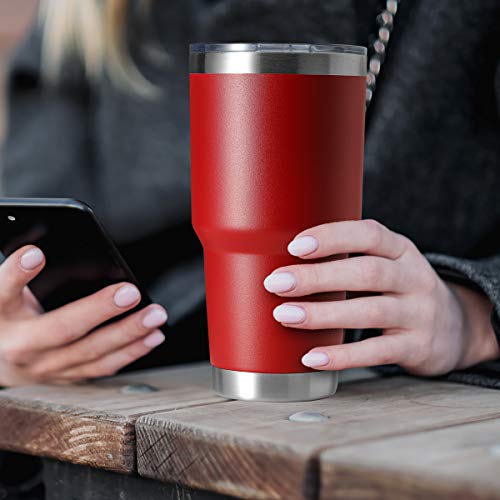 Image of 30oz Tumbler Stainless Steel Coffee Tumbler Double Wall Vacuum Insulated Travel Mug with Lid (Red, 4 Pack)
