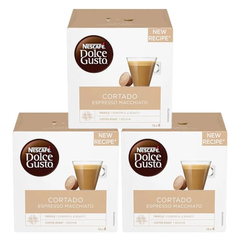 NESCAFE DOLCE GUSTO Cortado Espresso Macchiato Coffee Pods x16 (Pack of 3 Total 48 Pods)