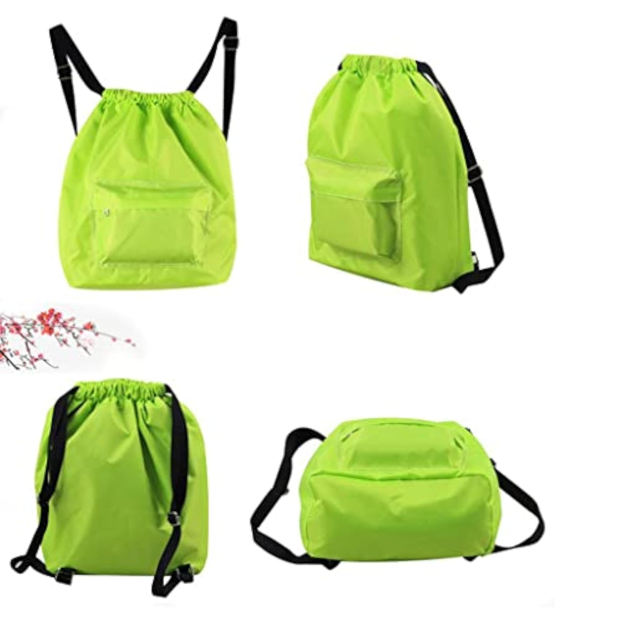 Swim Beach Drawstring Backpack with Wet & Dry Separation, Green