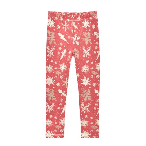 KLL Merry Christmas Snowflake Red Hoho Girls Cotton Leggings Soft Full Length Pants Gym