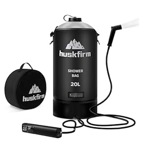 Portable Shower,5 Gallons/20L Camping Shower Bag with Electric Air Pump,Water Level Window,Solar Shower with Hot Water,Adjustable Nozzle,Camp Shower for Beach Hiking Outdoor Camping Trip