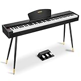 MOSEN Digital Piano 88 Key Weighted Keyboard, Full Size Keyboard Piano, Hammer Action,128 Voices, Recording, 3-Pedal, Music Stand, USB-MIDI MP3 Connecting, Electronic Piano for Beginner, MDP-88, Black
