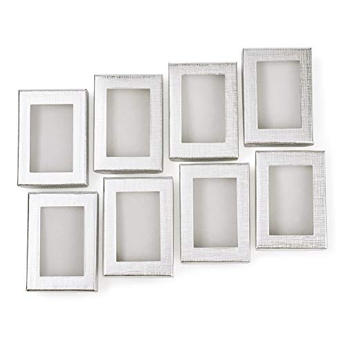 60 cajas de regalo de plata de 3.5 x 2.6 pulgadas, pequeñas cajas de joyería de presentación de cartón con lazo para joyería pulsera caja de regalo Cover