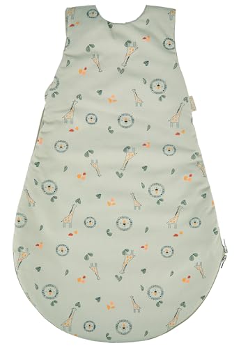 Sterntaler Babyschlafsack 44cm Giraffe & Löwe – Alloverdruck, Hydrocool-Futter, leichte Wattierung – Zwei-Wege-Reißverschluss, Druckknöpfe & Kabelöffnung - 1,50 TOG – Baby und Kleinkind Schlafsack