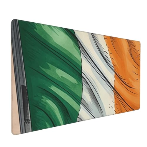 Tapis de souris de jeu drapeau irlandais XXL 40x90cm imperméable pour bureau