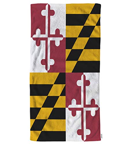 oFloral Maryland Flag Hand Towels Cotton Washcloths,American State Patriotic Flag Comfortable Super-Absorbent Soft Towels for Bathroom Beach Kitchen Spa Gym Yoga Face Towel 15X30 Inch
