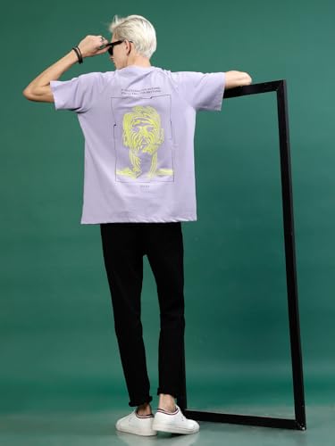 Image of Rigo Back Printed Half Sleeves Round Neck Oversized T-Shirt for Men | Drop Shoulder T-Shirt for Men | Loose Baggy Fit T-Shirt for Men